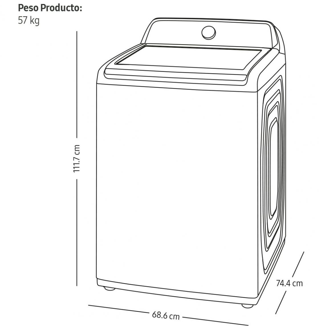 Lavadora Samsung Carga Superior 21Kg  Wa21A3343Gwax Blanca