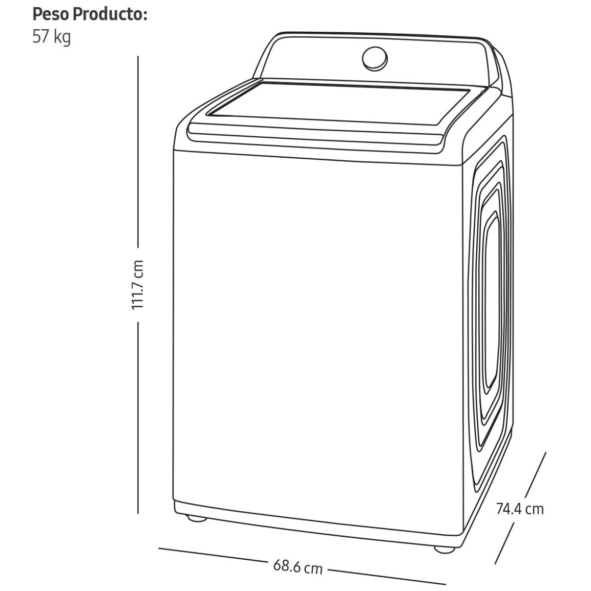 Lavadora Samsung Carga Superior 21Kg  Wa21A3344Gvax Negro