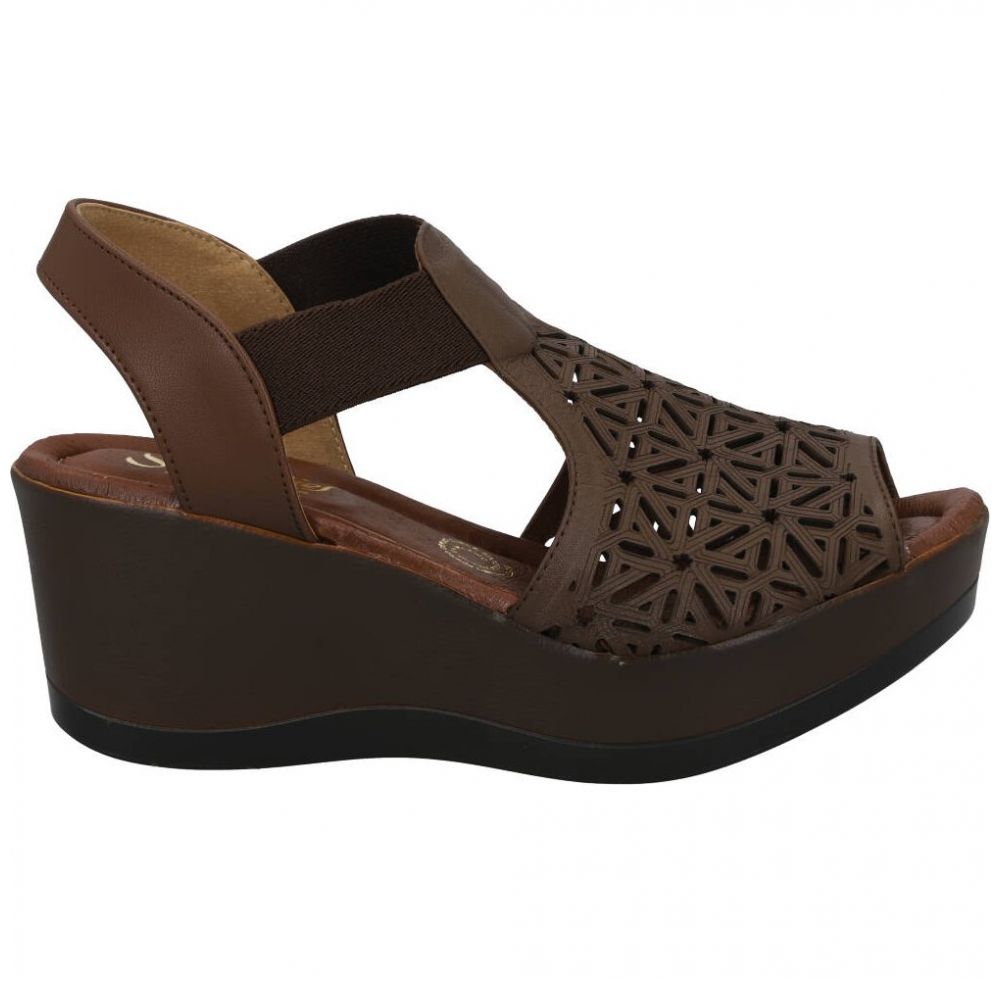 Sandalia Café con Cuña Corte Laser Suave Pies