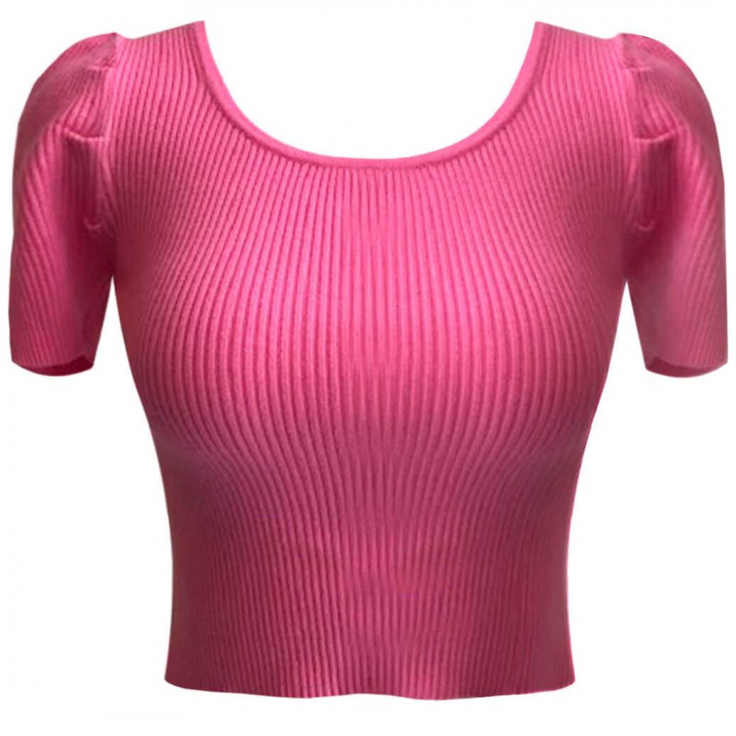 Blusa Uk Manga Corta Cuello Redondo Diseño Tejido de Punto para Mujer Petite