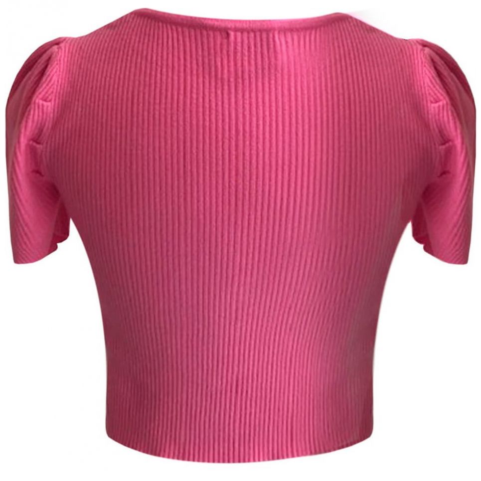 Blusa Uk Manga Corta Cuello Redondo Diseño Tejido de Punto para Mujer Petite