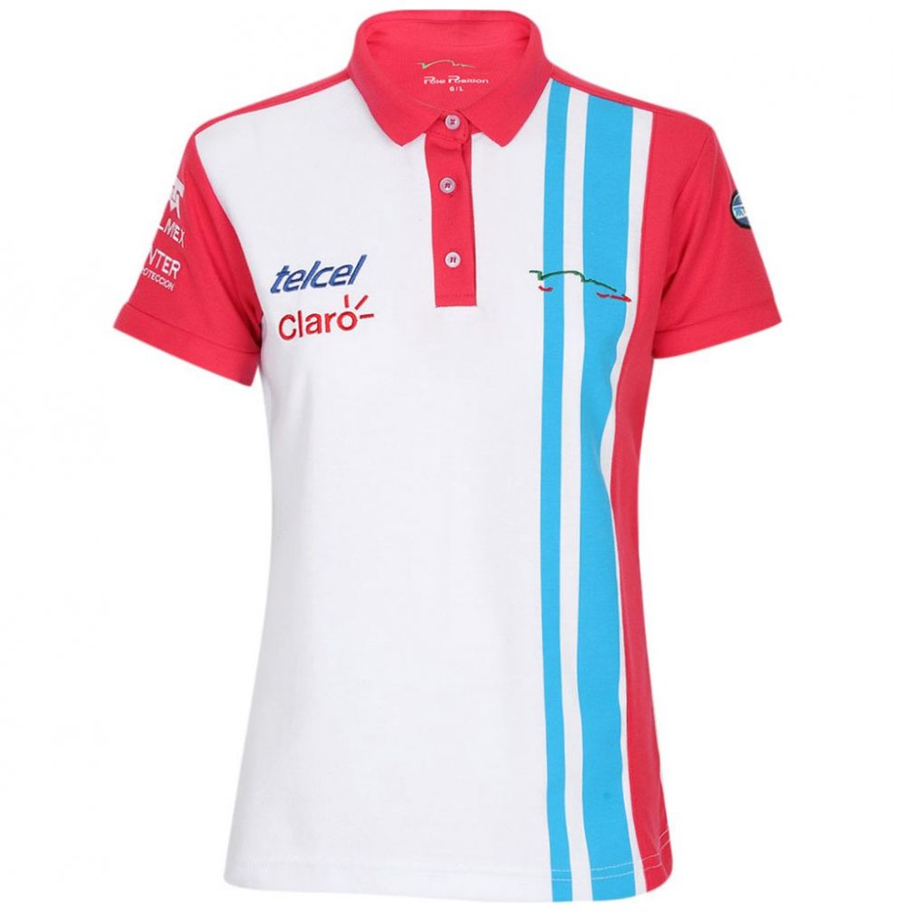 Playera Tipo Polo Blanco Pole Position para Mujer