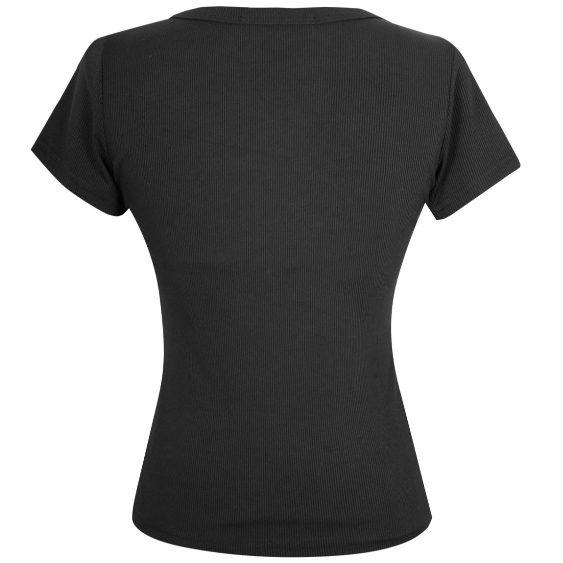 Blusa Negra Just By Basel Cuello Redondo Diseño Tejido Acanalado