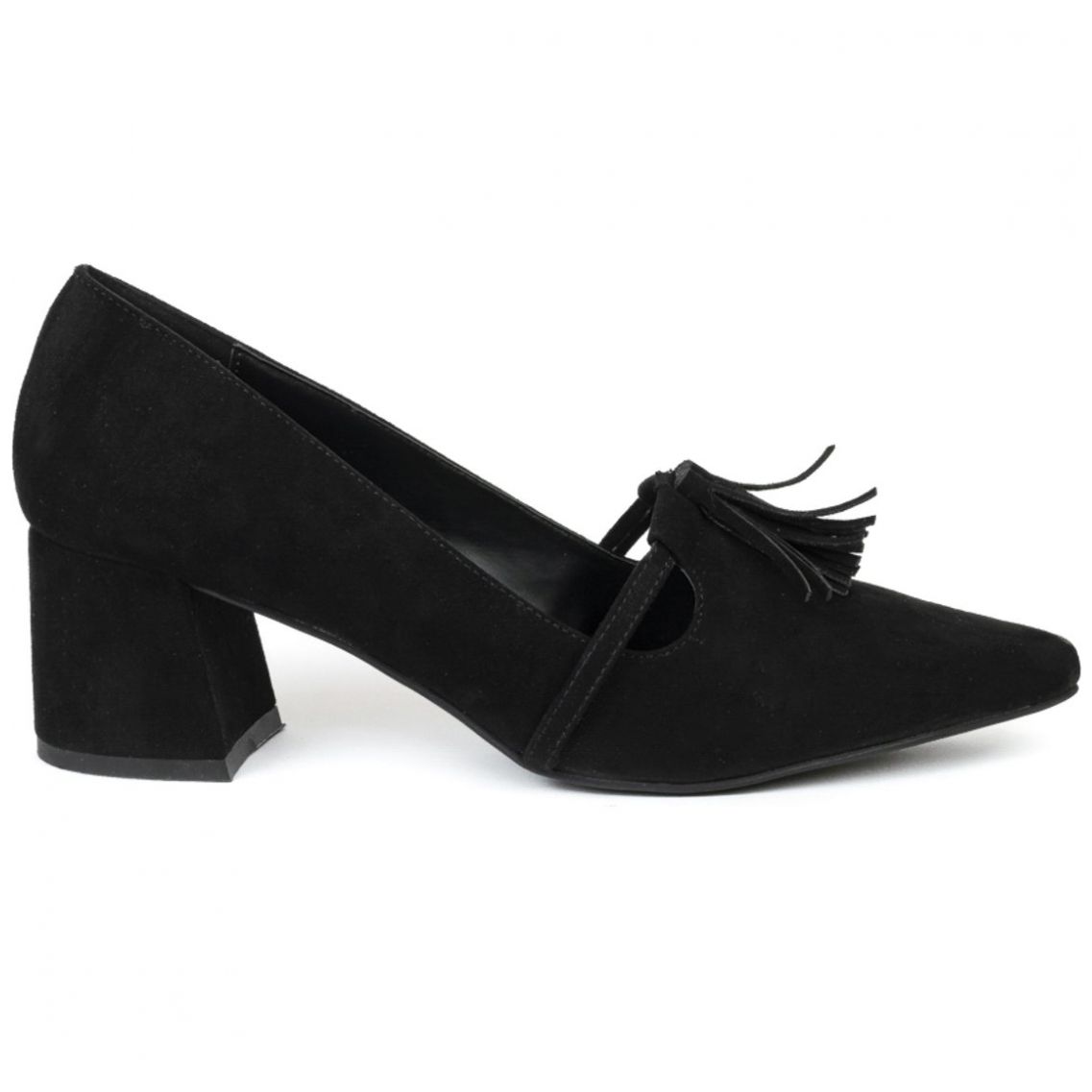 Zapatilla con Tacón y Accesorio Frontal Negro Philantrophy