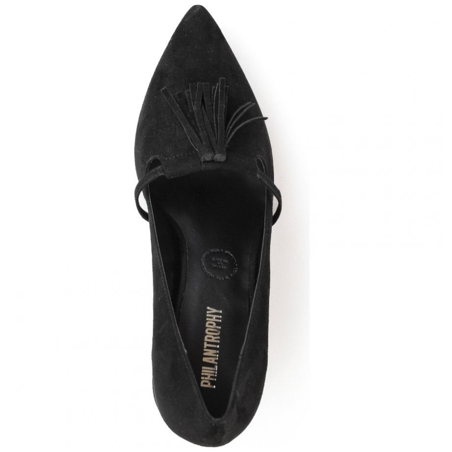 Zapatilla con Tacón y Accesorio Frontal Negro Philantrophy