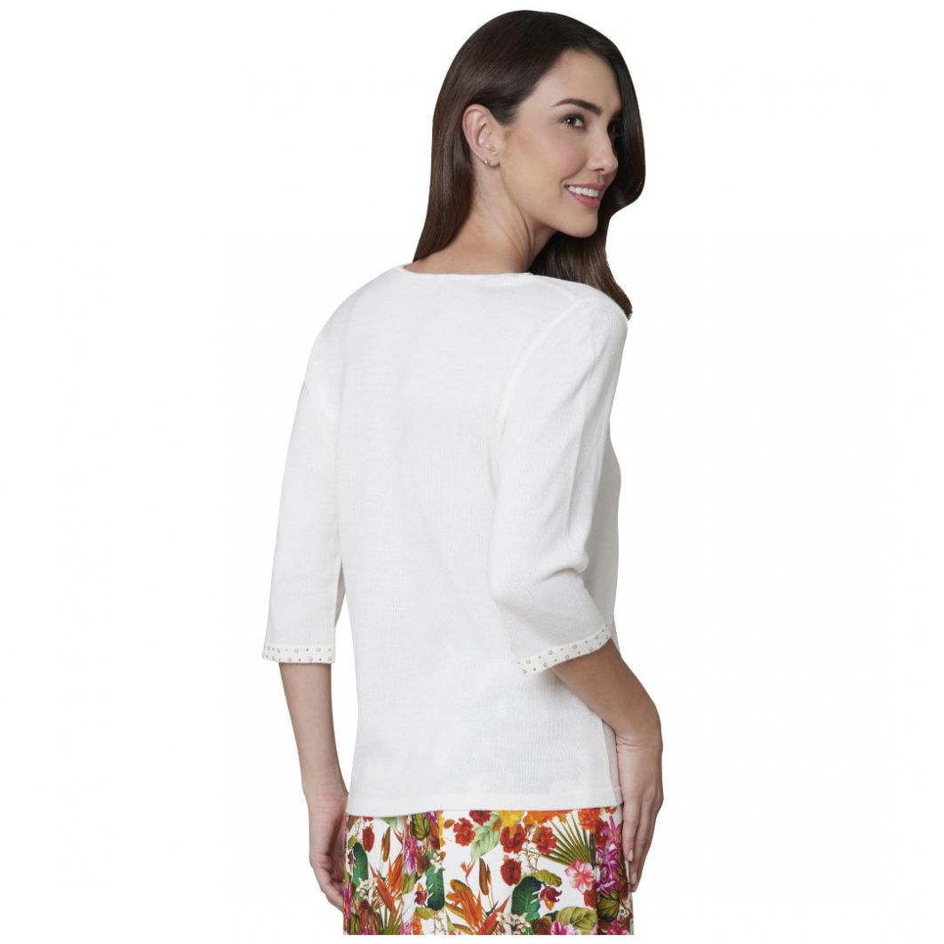 Blusa de Punto Escote con Aplicaciones Vitos  para Mujer