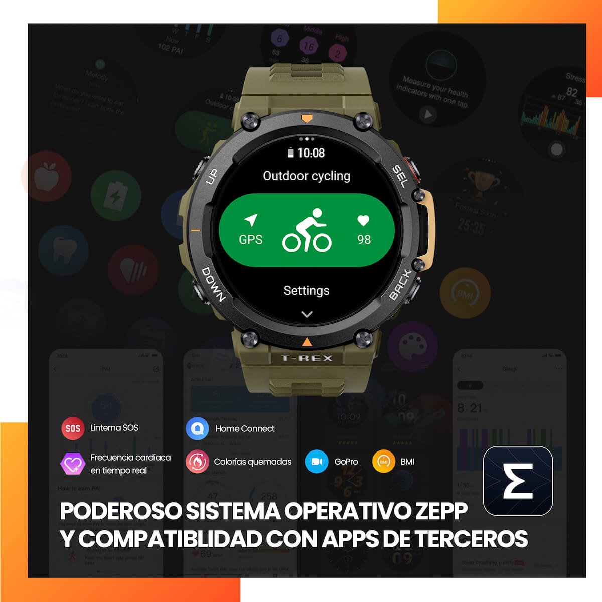 Amazfit Smartwatch Verde Trex 2 con Gps