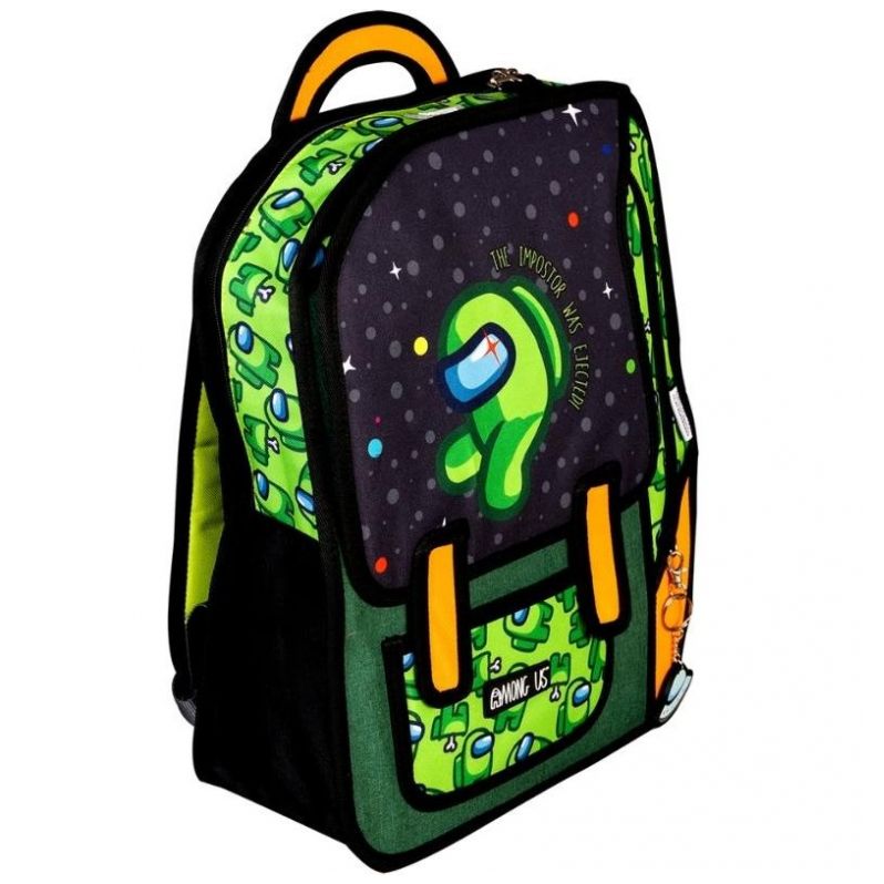 Mochila Espacio Primaria Verde Negro Among Us