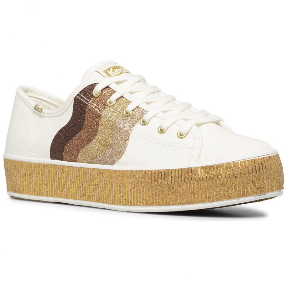 Tenis Material Lona con Aplicación de Glitter Keds