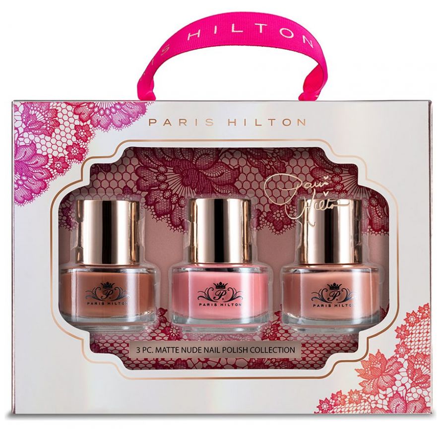Estuche Maquillaje Paris Hilton Matte Nude Nail Polish Set 3 Piezas