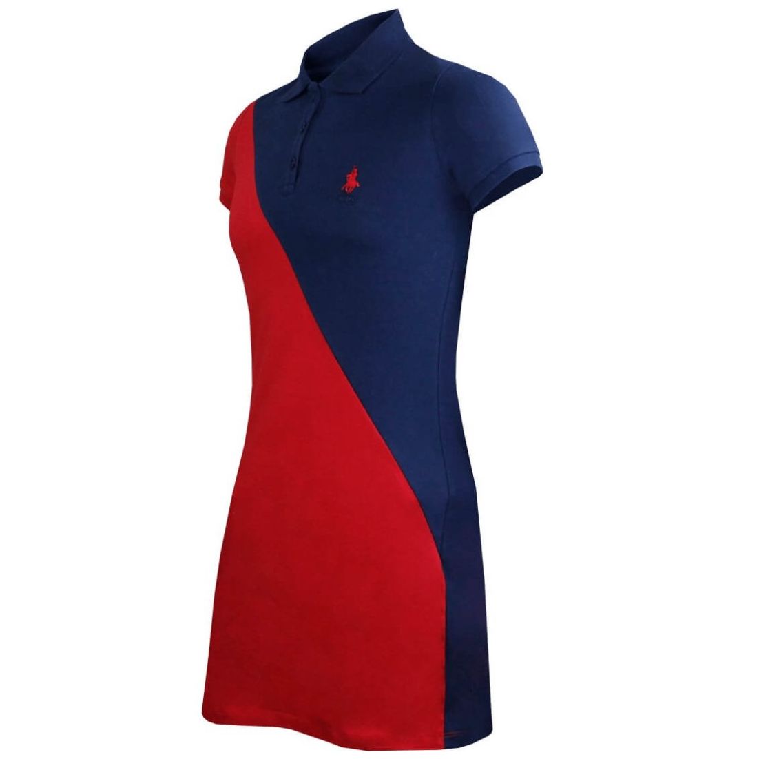 Vestido Polo Club Azul Manga Corta Cuello Polo Diseño Lisa