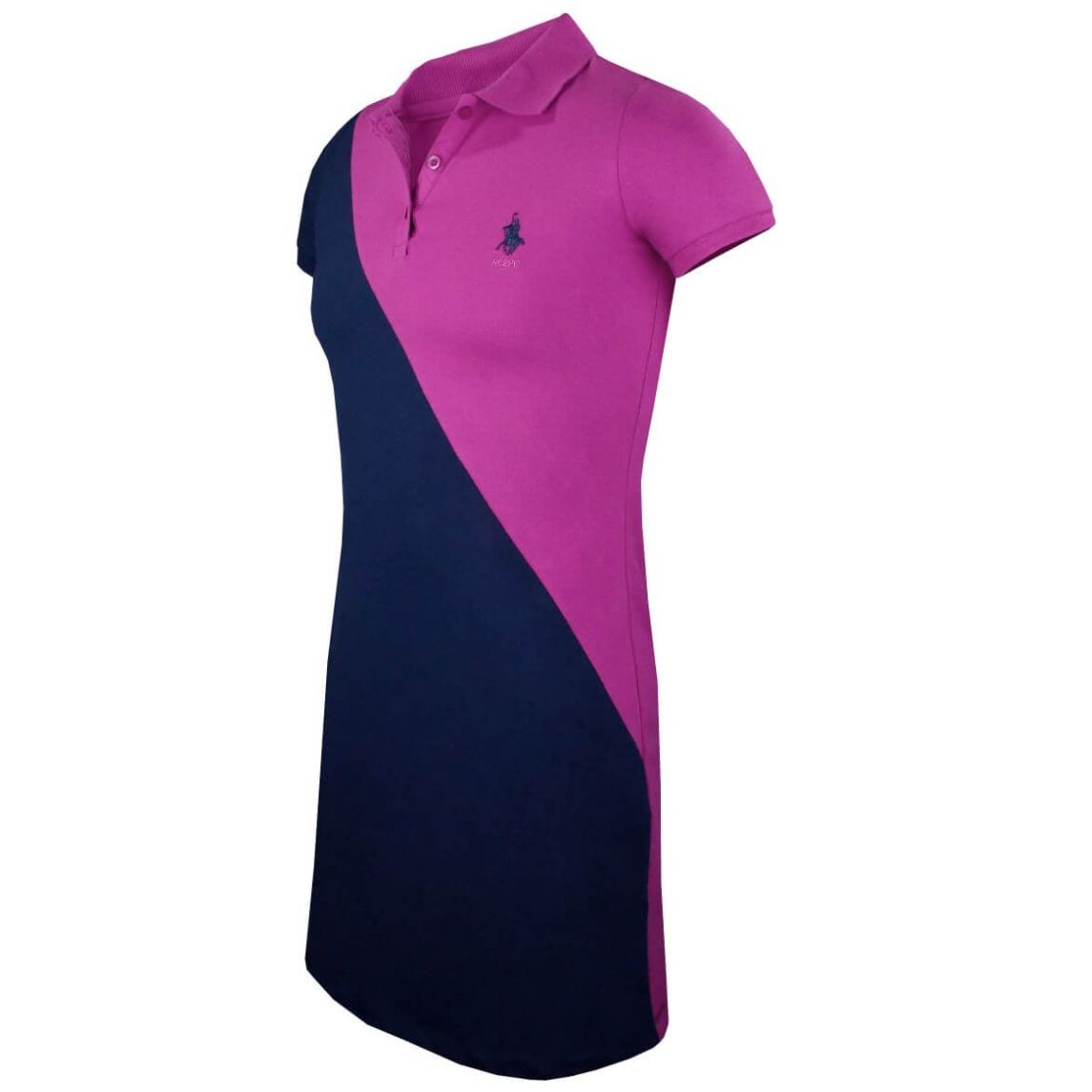 Vestido Polo Club Azul Manga Corta Cuello Polo Diseño Lisa