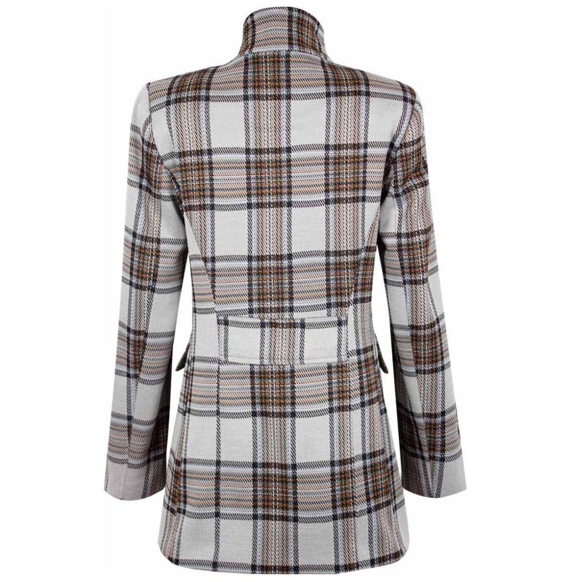 Saco para Mujer Manga Larga Cuello Mao Diseño a Cuadros Basel