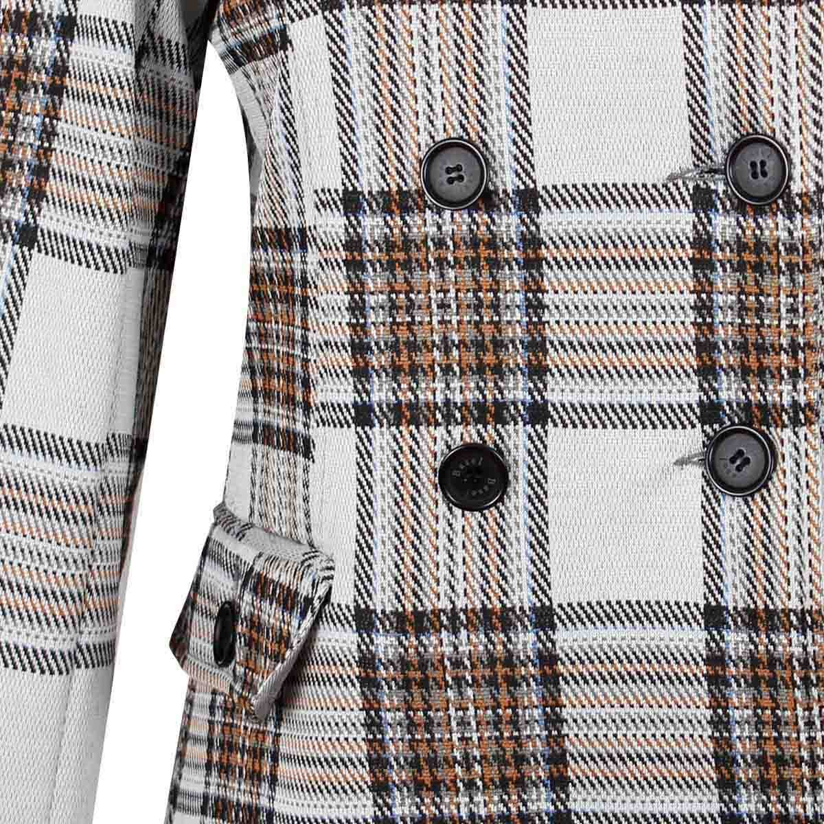 Saco para Mujer Manga Larga Cuello Mao Diseño a Cuadros Basel