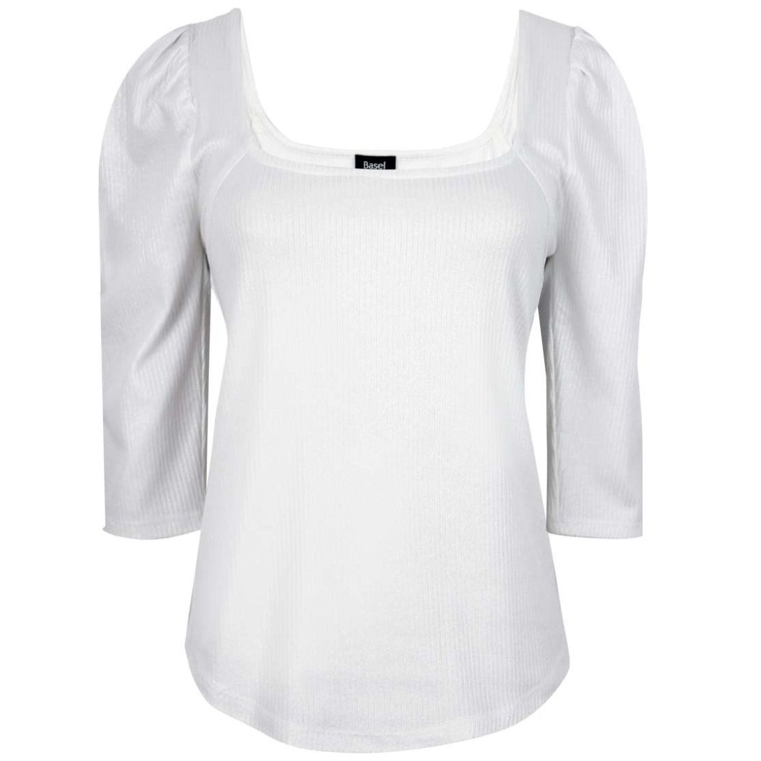 Blusa Basel Manga 3/4 Cuello Cuadrado Diseño de Punto para Mujer