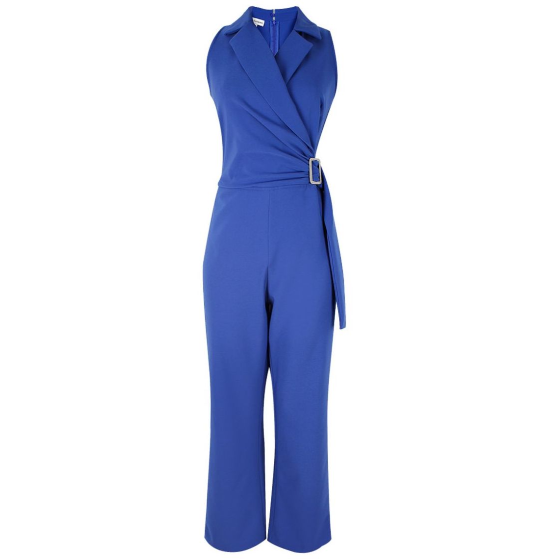 Jumpsuit City Femme Manga Sin Manga Cuello Cruzado Diseño Liso para Mujer