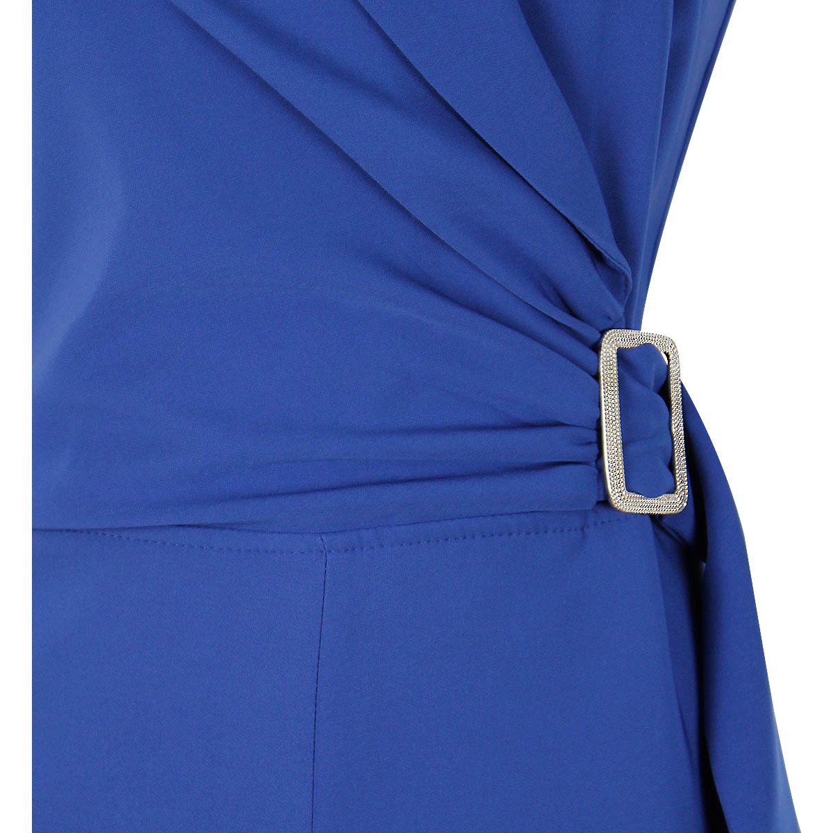 Jumpsuit City Femme Manga Sin Manga Cuello Cruzado Diseño Liso para Mujer