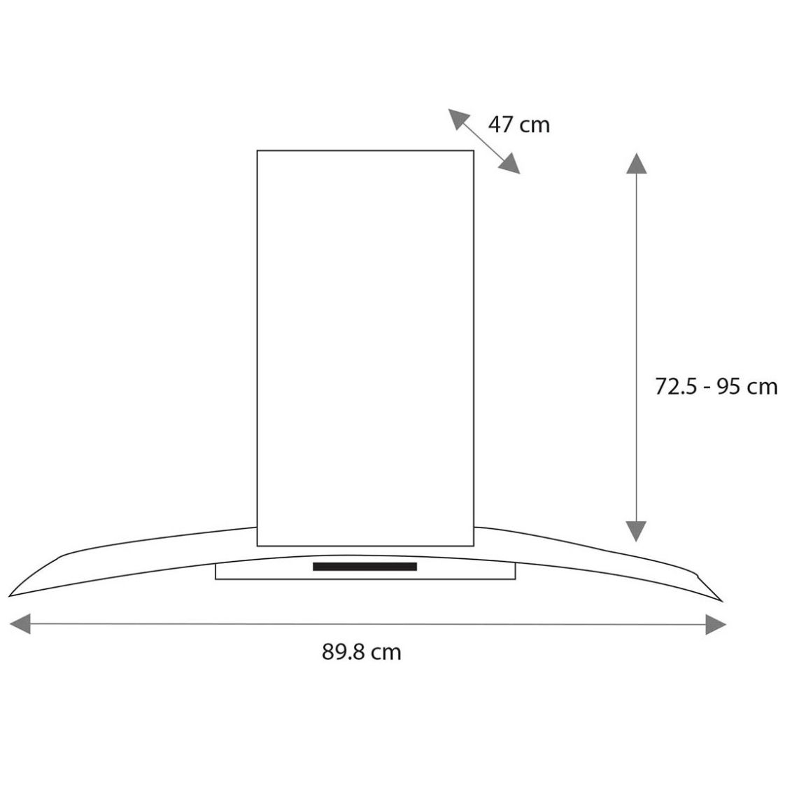 Campana Mabe Deco Cristal Curvo 90 Cm Acero Cmid90Ssx0