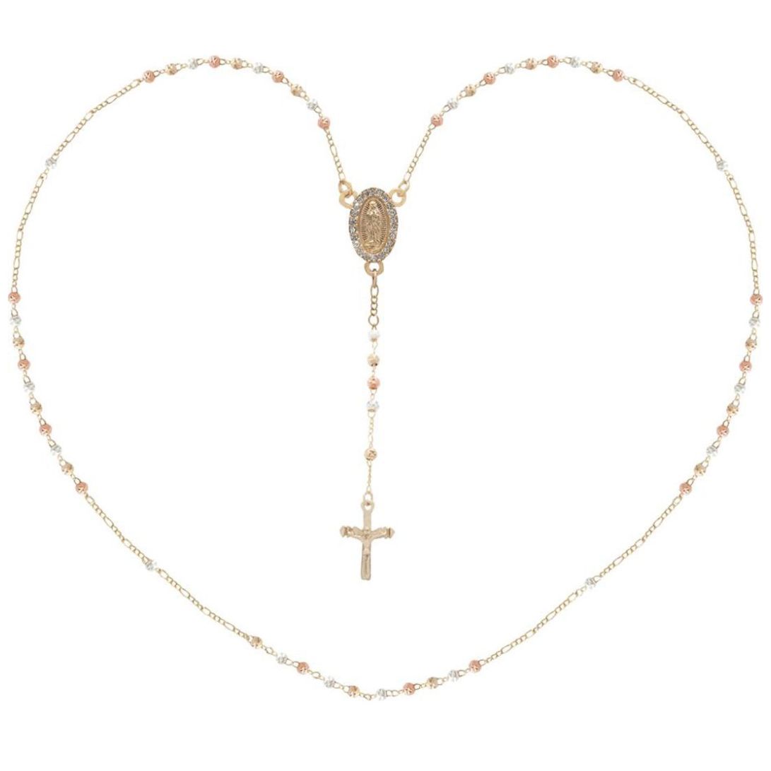 Rosario Tricolor 6Mm Bañado en Oro de 24 Kilates Gold Wishes