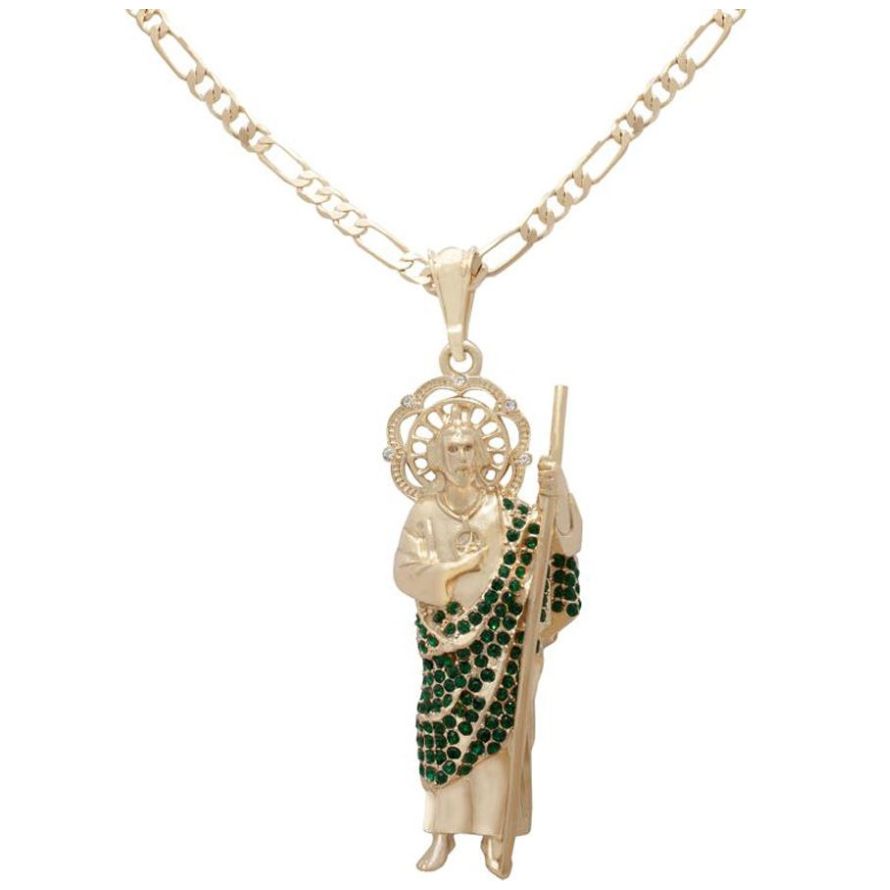 Cadena Con Dije De San Judas Con Circonias Bañado En Oro De 24 Kilates Gold Wishes Chico