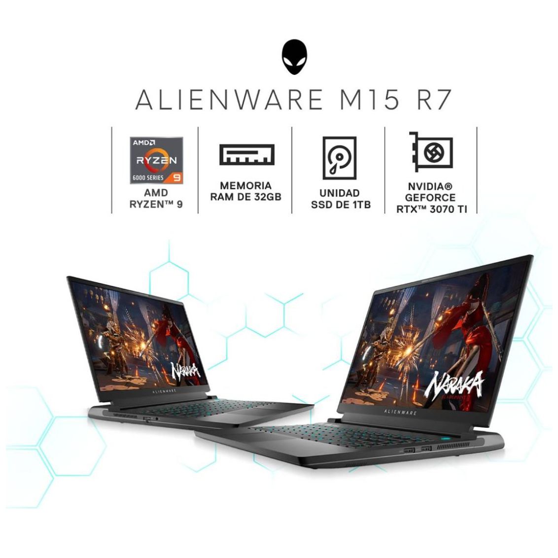 Laptop Dell Allienware M15R7 Rizen 9 32Gb 1T Ssd Rtx3070