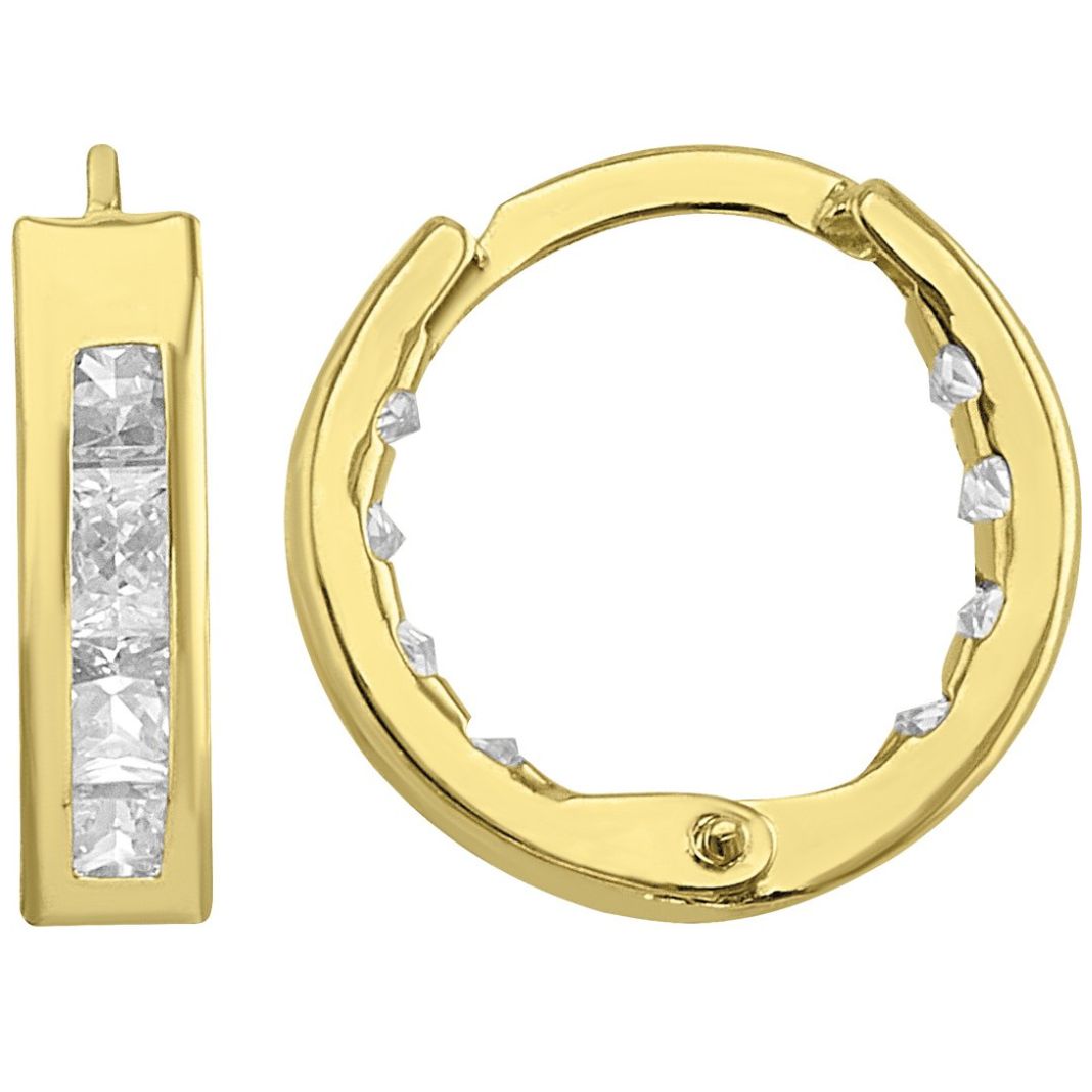 Arete Huggie en Oro de 14K Mediano Circonia Sabelli