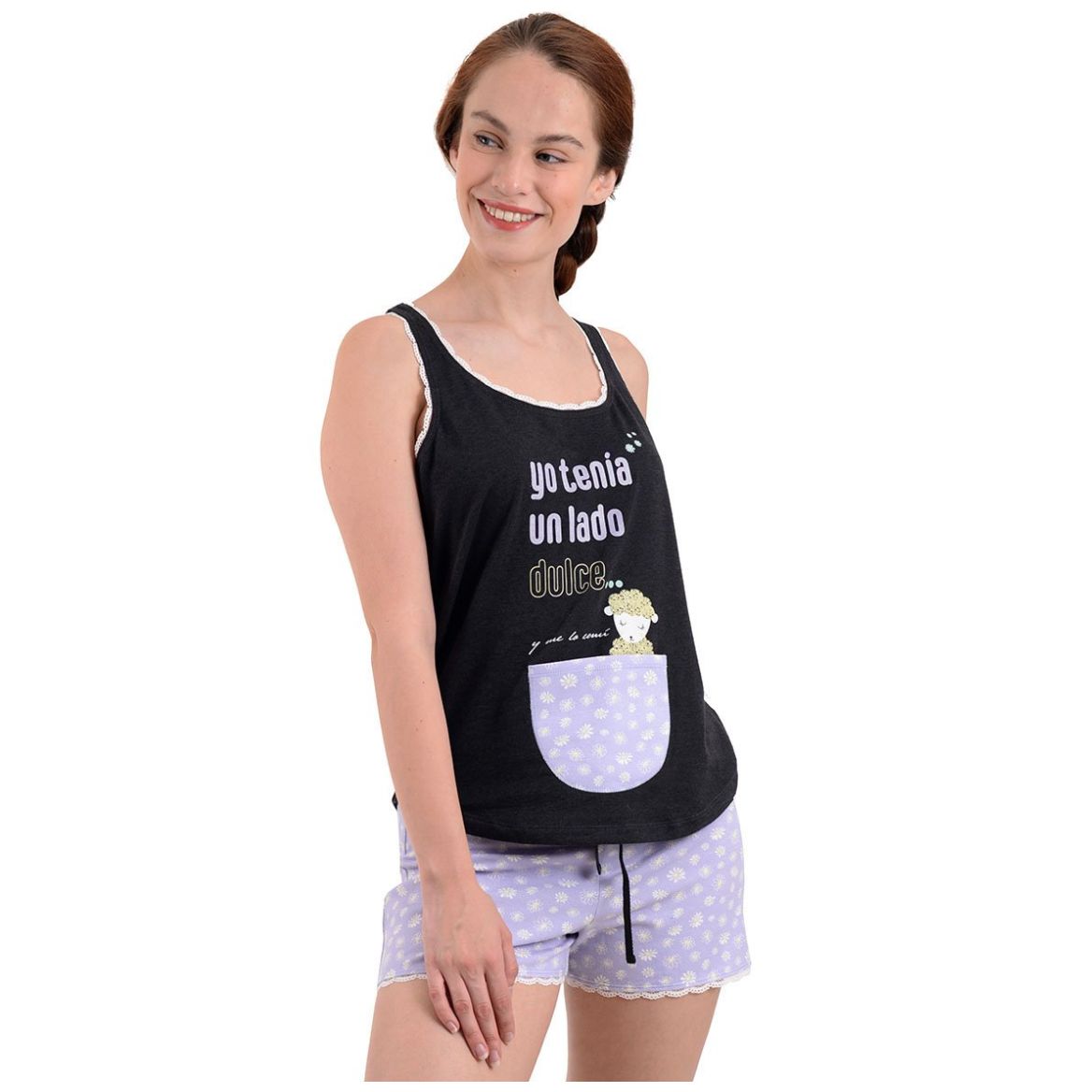 Pijama Top Borrego Y Short Sho Shi By Guitit