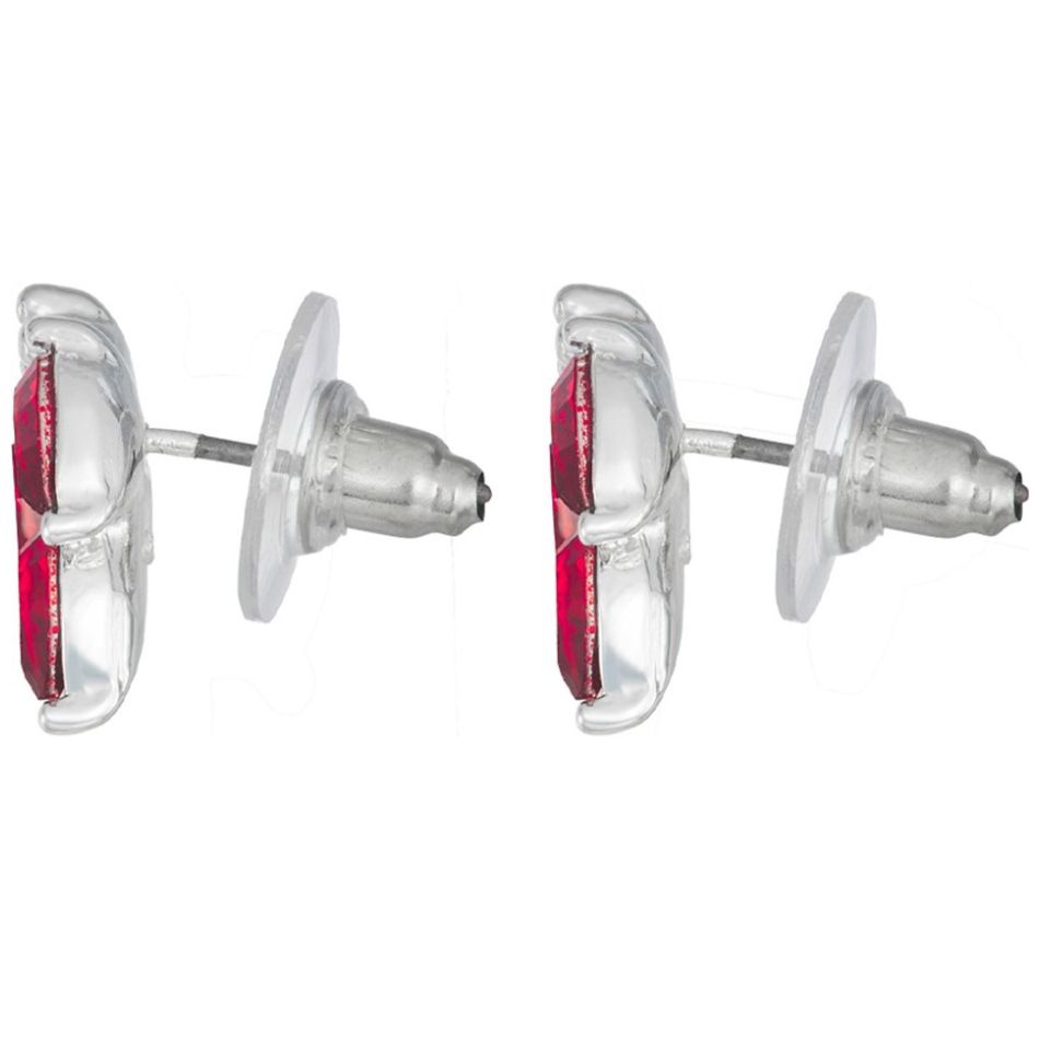 Aretes Botón con Cristal Rojo en Forma de Flor  Napier