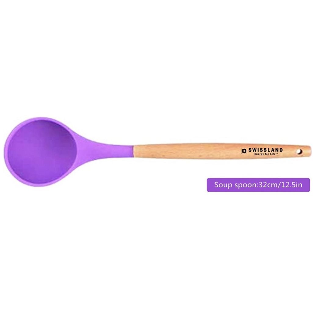 Cuchara Morada de Silicón con Madera para Sopa Swl0596Sopmo Swissland