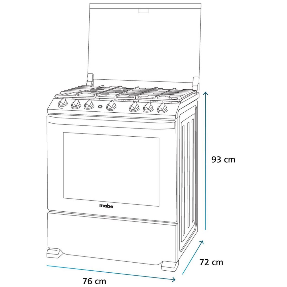 Estufa Mabe 30" Inoxidable Gas Lp / Natural  Emh7602Dss0