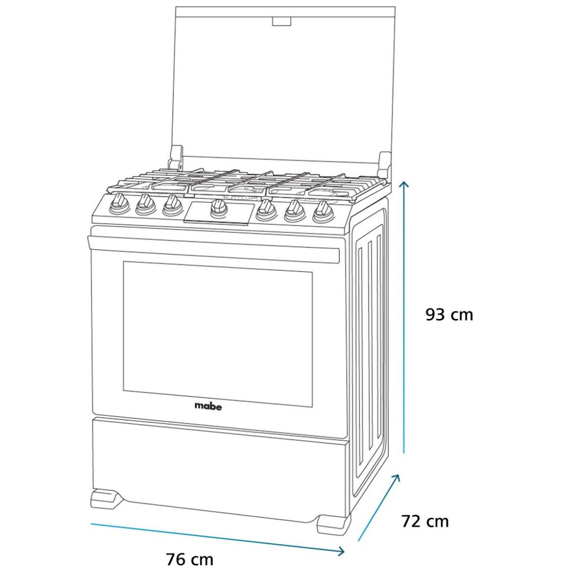 Estufa Mabe 30" Acero Inoxidable Gas Lp / Natural  Emh7613Dtss0