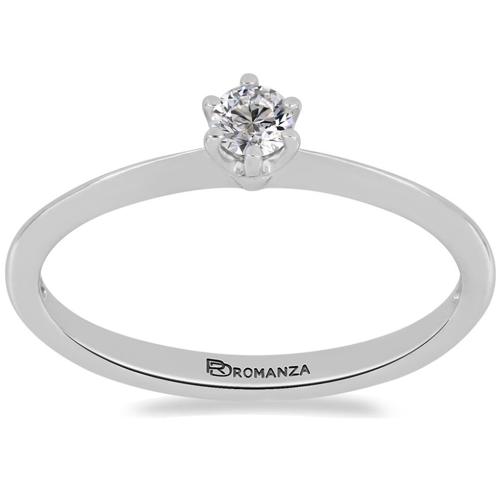 Anillo de Compromiso Oro Blanco 14K y 0.15 Qts Diamante Romanza