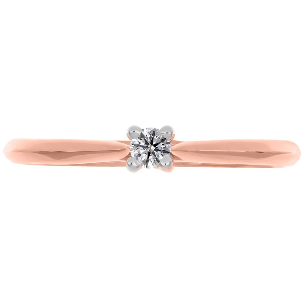 Solitario Oro Rosa 14K y 0.07 Ct Diamante Romanza