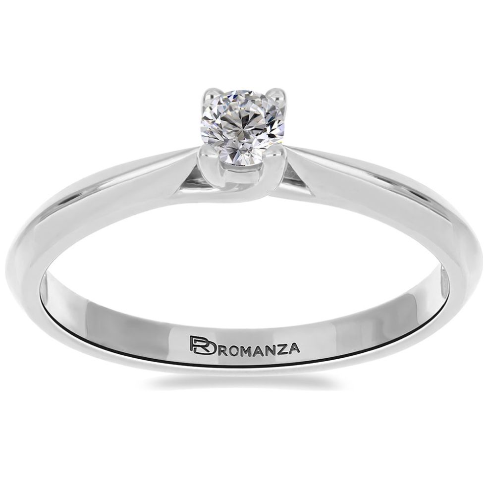 Anillo de Compromiso Oro Blanco 14K y 0.17 Qts Diamante Romanza