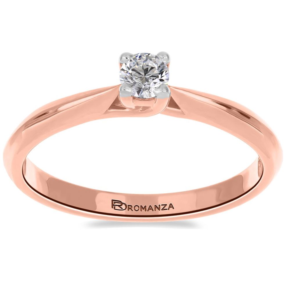 Anillo de Compromiso Oro Rosa 14K y 0.17 Qts Diamante Romanza