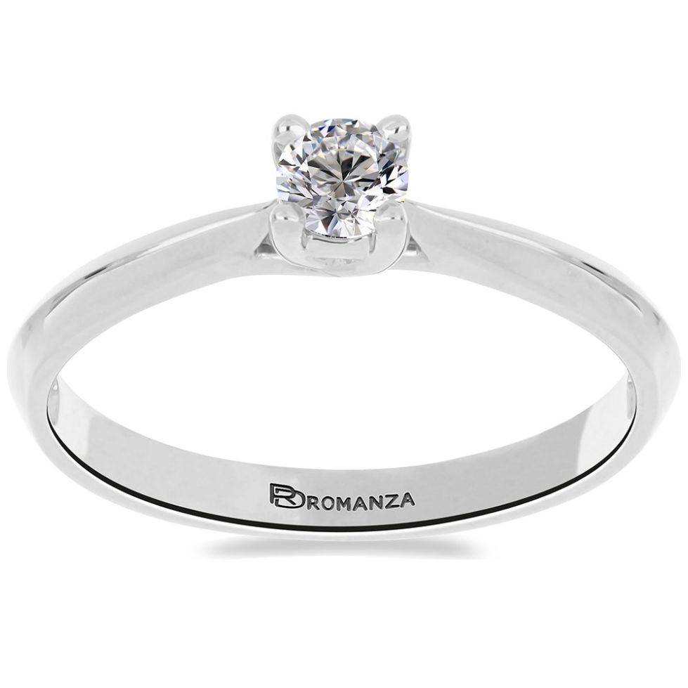 Solitario Oro Blanco 14K y 0.25 Ct Diamante Romanza