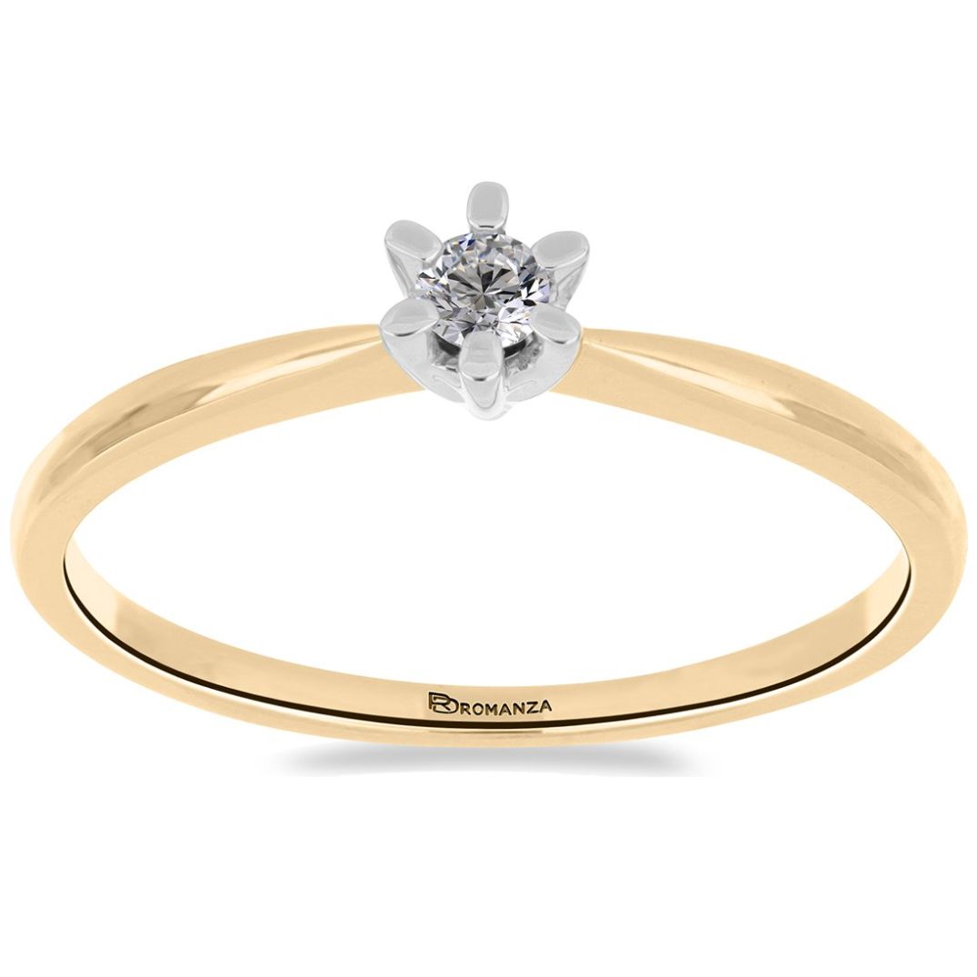 Solitario Oro Amarillo 14K y 0.07 Ct Diamante Romanza