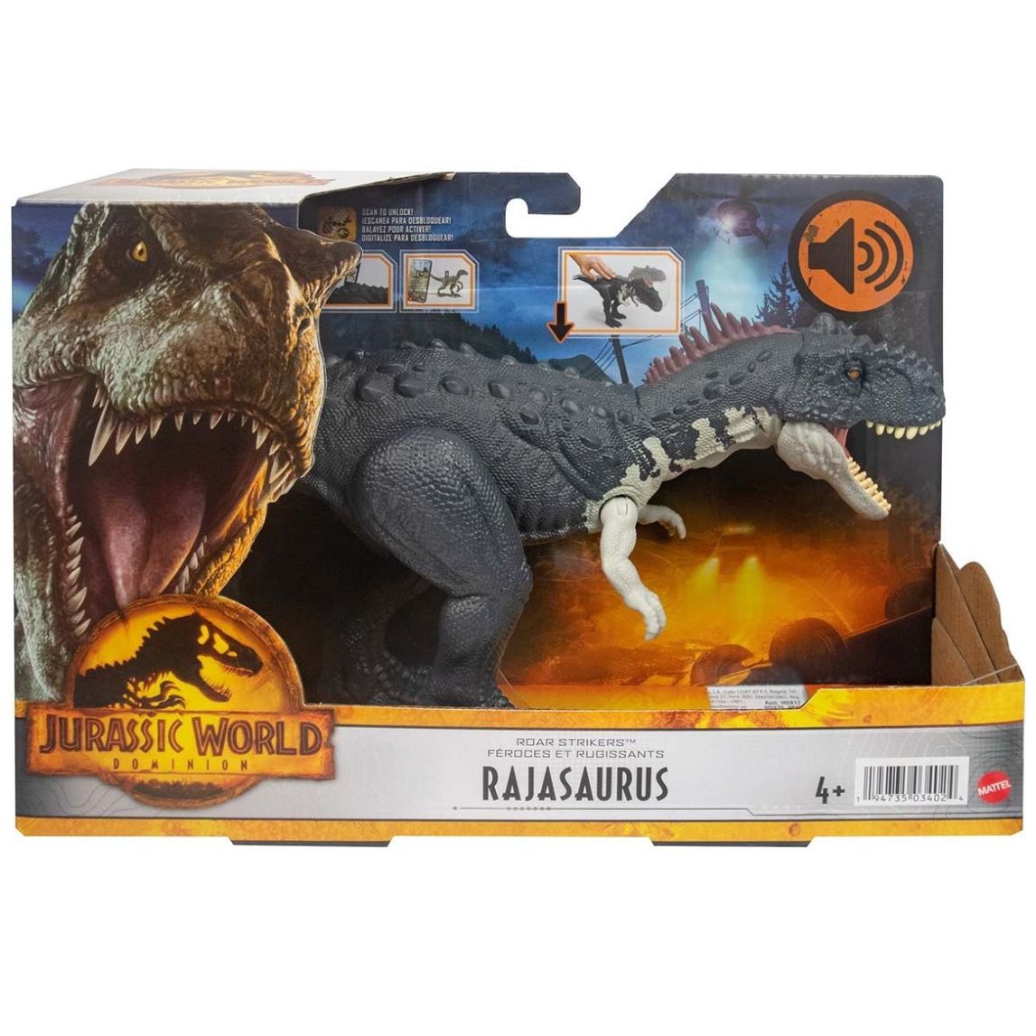 Dinosaurio de Juguete Jurassic World Rajasaurus Ruge y Ataca