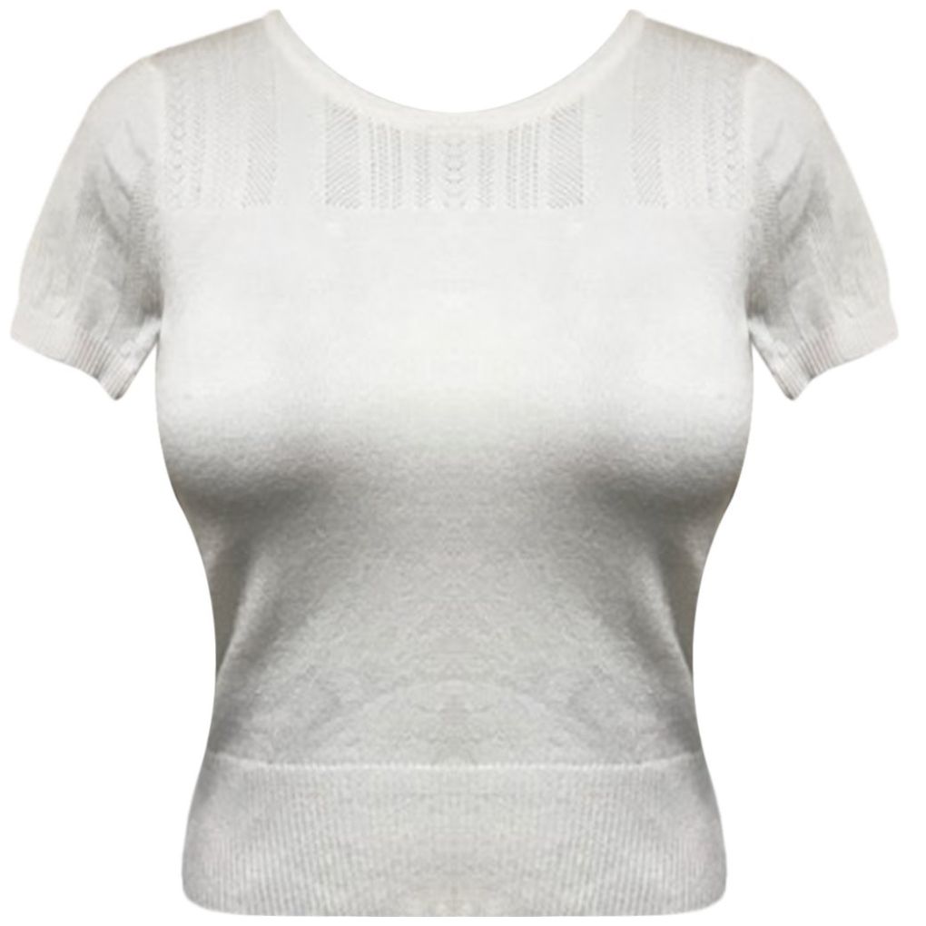 Blusa Uk Manga Corta Cuello Redondo Diseño Tejido de Punto