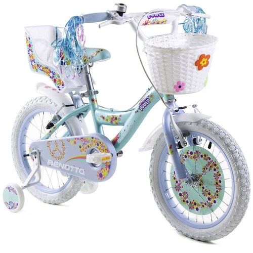 Bicicleta Benotto Cross Flower Power R16 1V. Aqua Claro/azul Lila