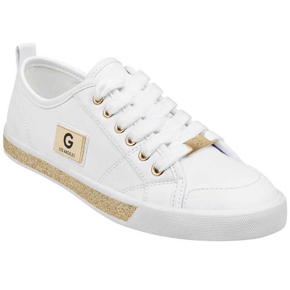 Tenis Blanco con Agujetas Y Placa Metálica G By Guess