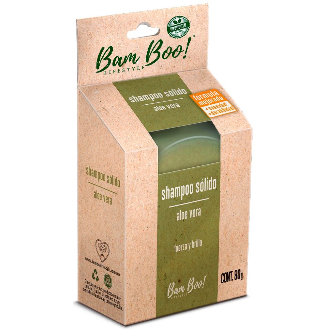 Shampoo Sólido Aloe Vera 80 Gr Bam Boo! Lifestyle