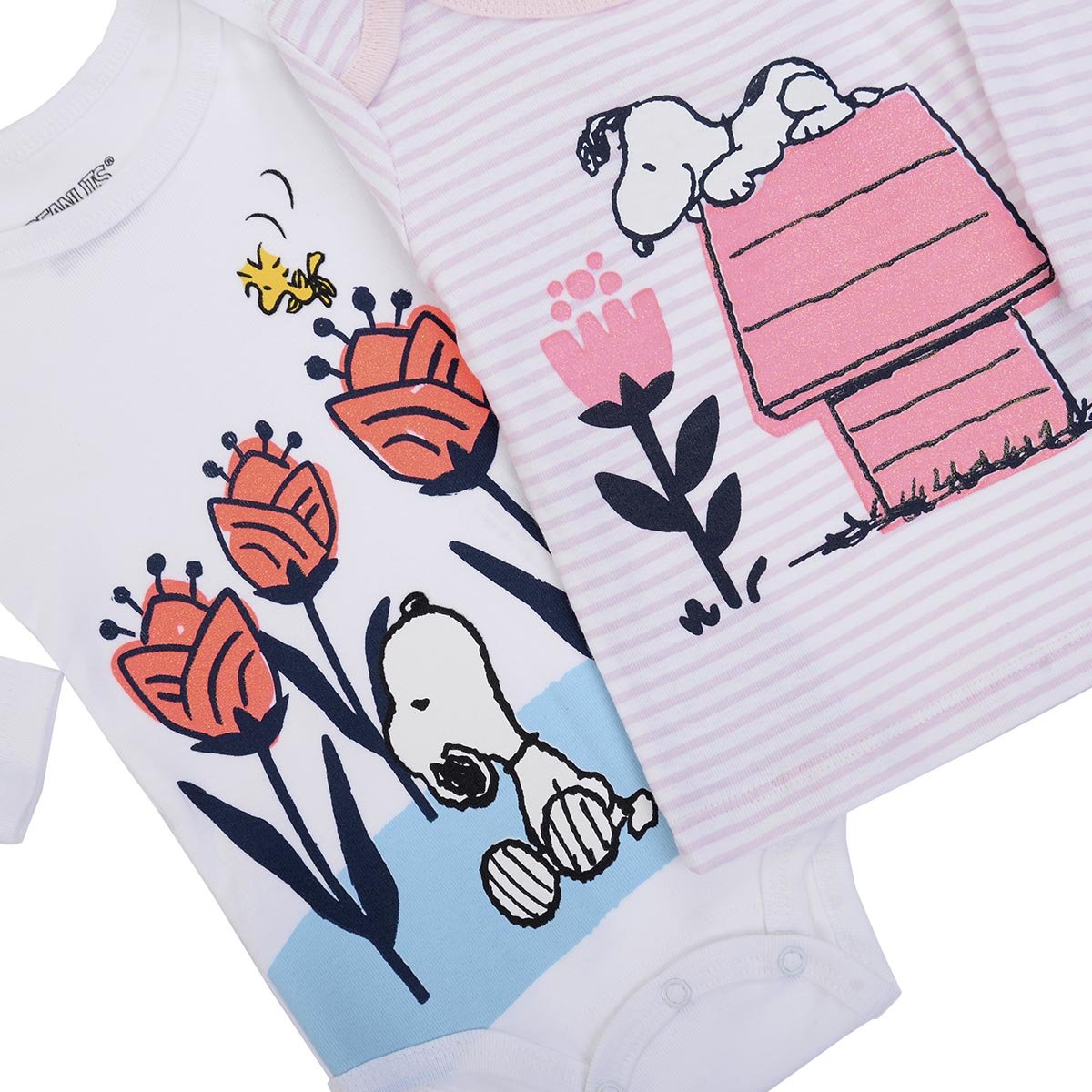 Set 3 Piezas Estampado Y Bordado Snoopy para Bebé