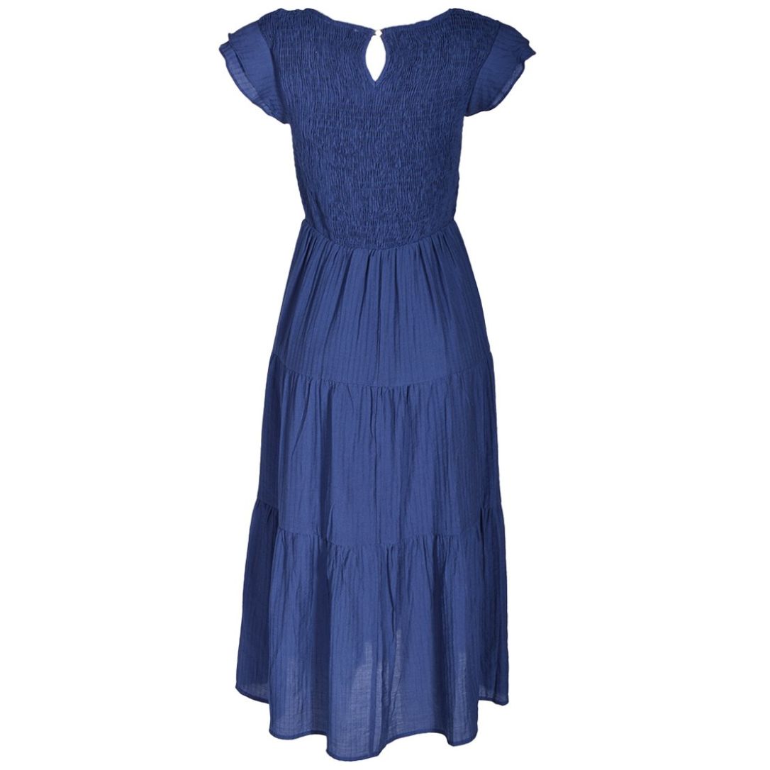 Vestido Largo con Olanes Y Smock de Paleteado Toolman