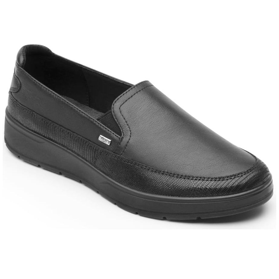 Mocasín Casual para Dama, Elásticos Laterales, Color Negro, Flexi