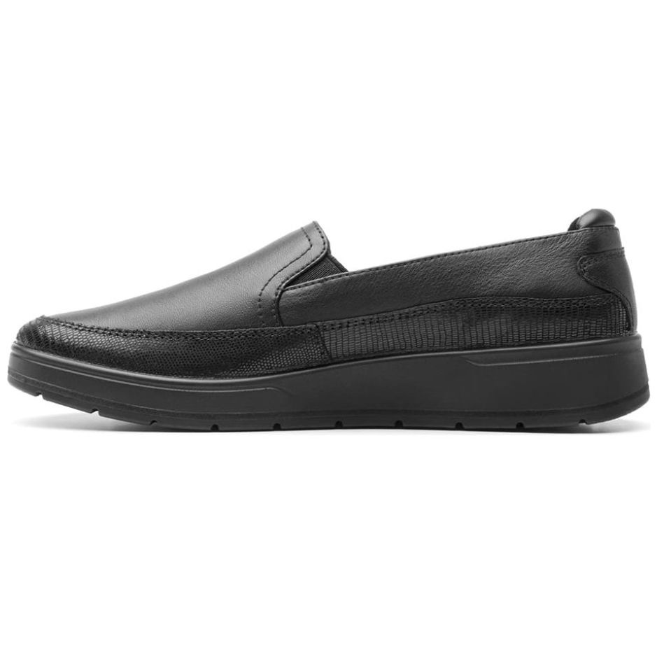 Mocasín Casual para Dama, Elásticos Laterales, Color Negro, Flexi