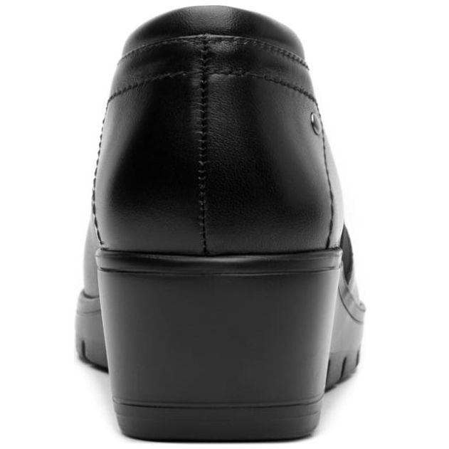 Mocasín para Dama, Tacón Cuña, Elástico Lateral, Color Negro Flexi