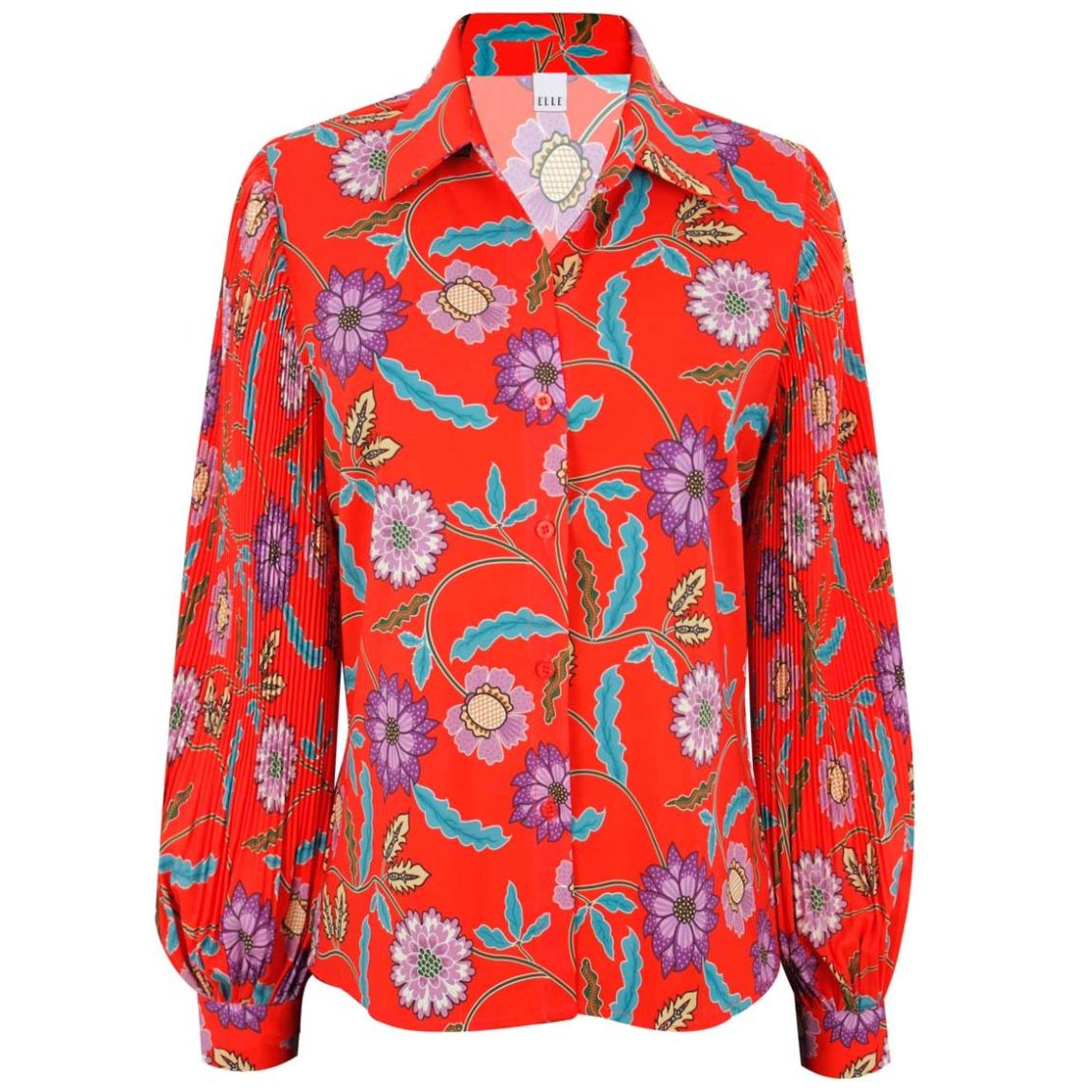 Blusa Elle Cuello Camisero Diseño Estampado Floral
