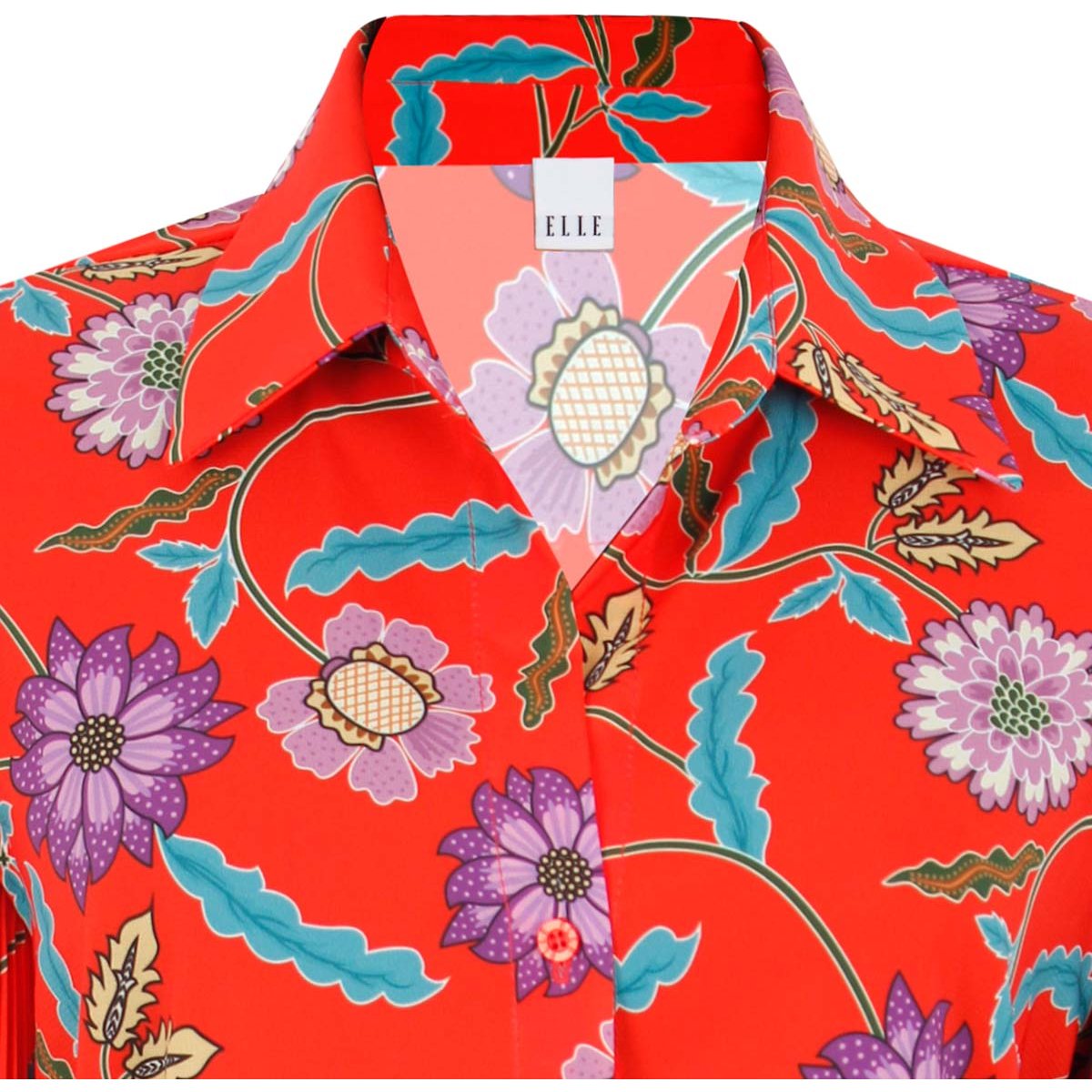 Blusa Elle Cuello Camisero Diseño Estampado Floral