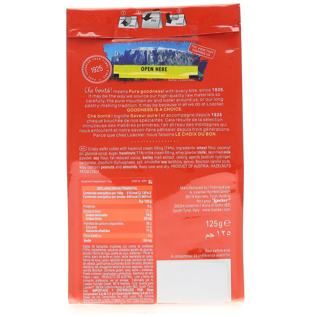 Galletas Loacker Quadratini 125G Napolitaner Loacker